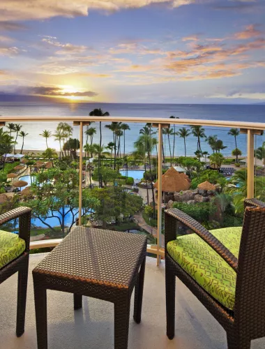Patio overlooking resort in the Hawaiian Islands