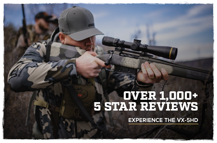 VX-5HD hunter behind rifle topped with leupold vx-5hd