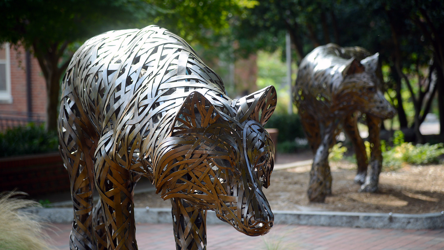 Wolf statues