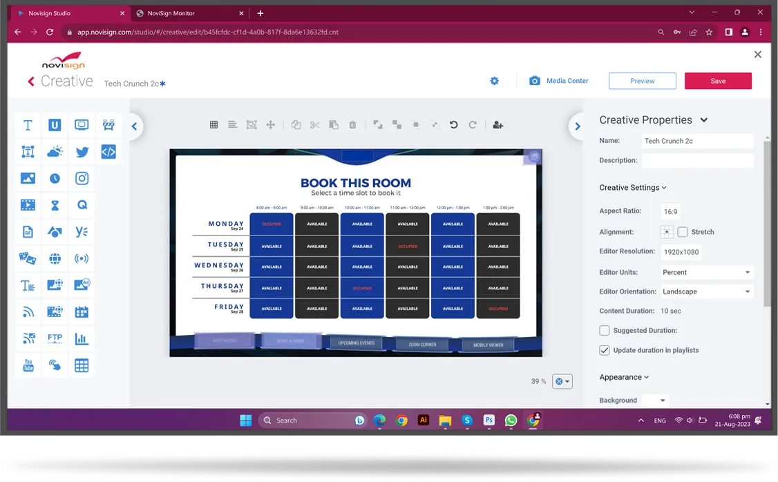Signage software editor Signage software editor