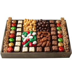 Holiday Signature Wooden Nuts, Candy & Chocolate Gift Tray