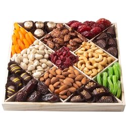 Tu Bishvat Wooden Large Sectional Gift Basket