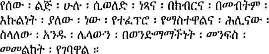 Sample text in Amharic