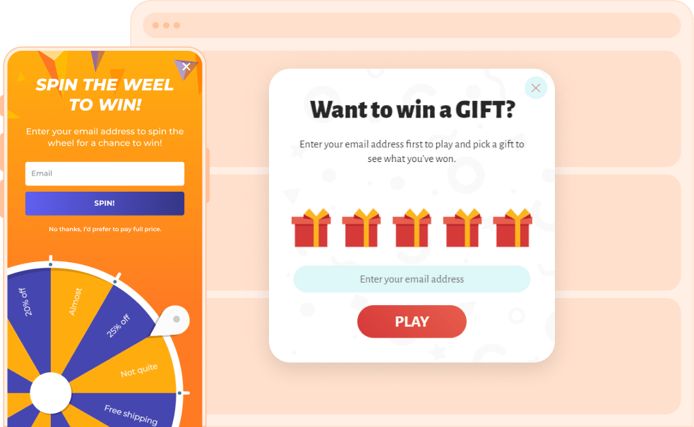 gamification lucky wheel spin to win popup template