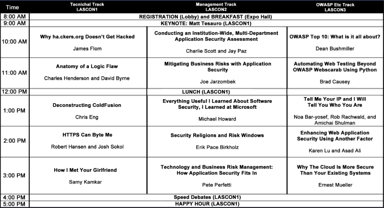 LASCON 2010 Schedule