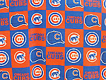 Chicago Cubs Fabric - Polar Fleece - Block Print #6526-D