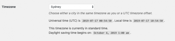 wordpress timezone