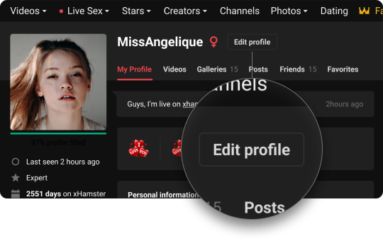 Go to the profile page and click "Edit profile"